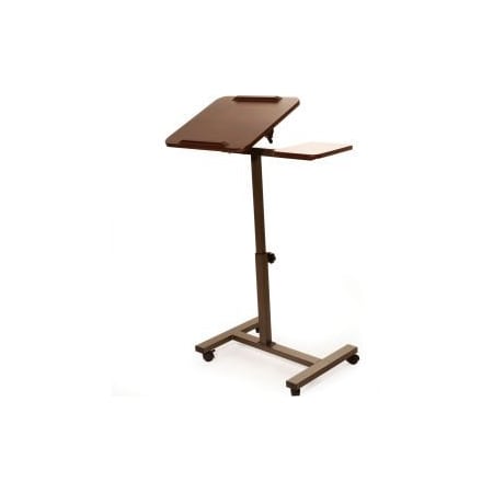 Seville Classics Tilting Sit-Stand Laptop Desk Cart With Mouse Pad Table, Walnut